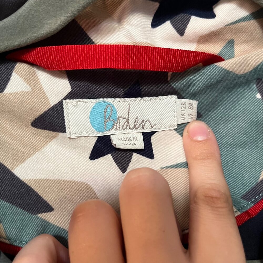Boden Star Green Camouflage Print Jacket Size 8R - Picture 3 of 4